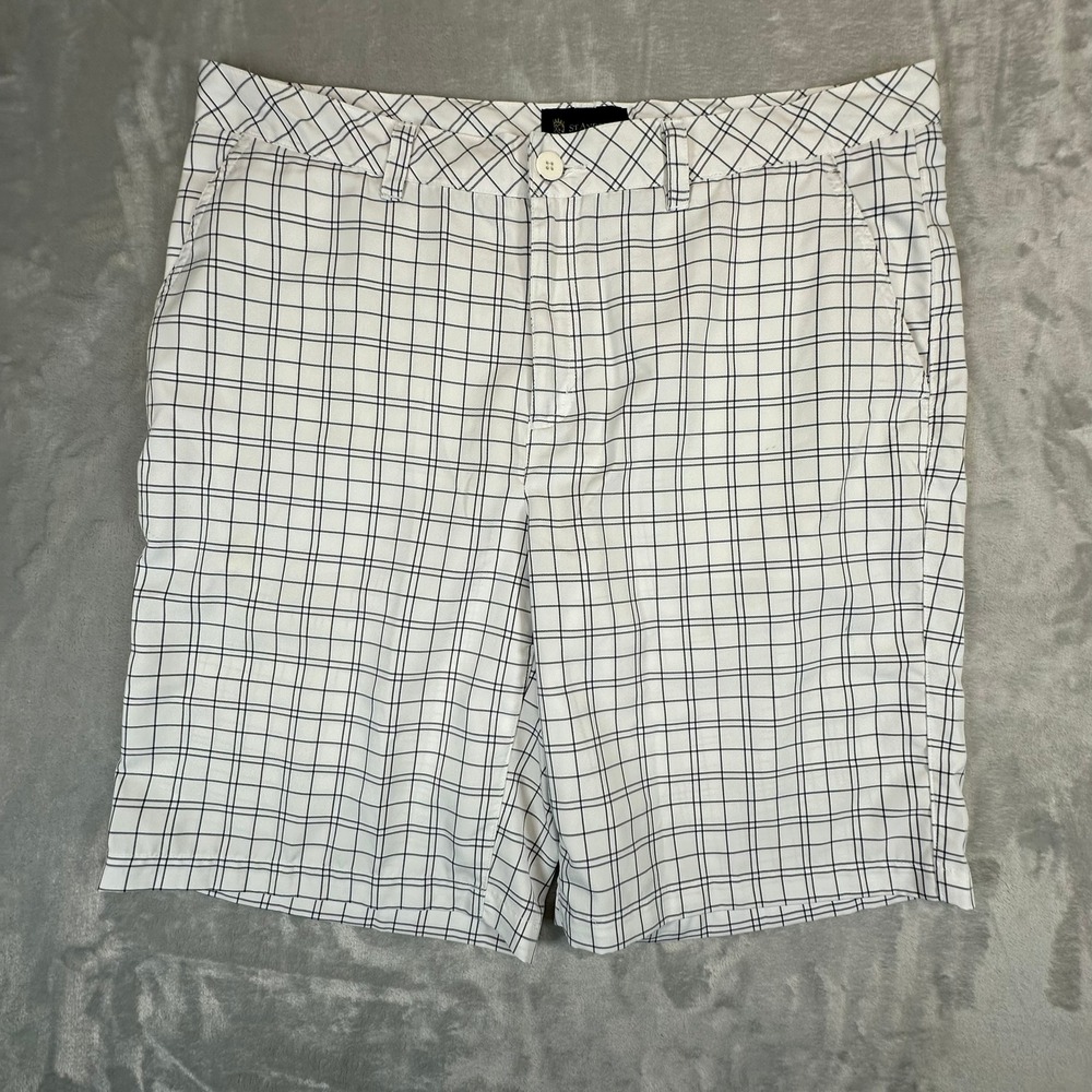 St. Andrews of Scotland Shorts Mens 40 White Windowpane Check Golf Plaid Fair‎